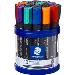  Staedtler 352 Lumocolor Permanent Marker Bullet 2mm Assorted Cup of 19 