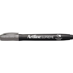  Artline Supreme Permanent Markers Bullet 1mm Grey Pack Of 12 