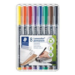  Staedtler 318 Lumocolor Pen Permanent Fine 0.6mm Wallet of 8 Assorted 