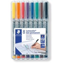  Staedtler 316 Lumocolor Pens Non-Permanent Fine 0.6mm Wallet of 8 