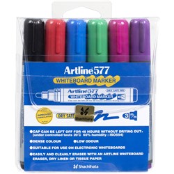  Artline 577 Whiteboard Markers Bullet 3mm Assorted Colours Pack Of 6 