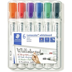  Staedtler 351 Lumocolor Whiteboard Marker Bullet 2mm Assorted Wallet of 6 