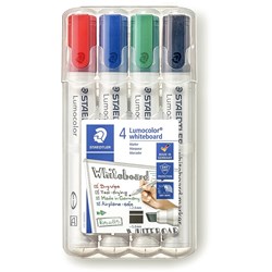  Staedtler 351B Lumocolor Whiteboard Marker Chisel 2-5mm Assorted Wallet of 4 