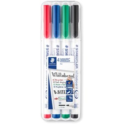  Staedtler 301 Lumocolor Whiteboard Marker Bullet 1mm Assorted Wallet of 4 