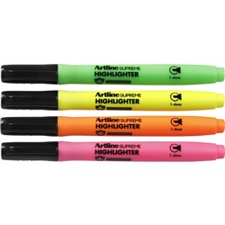  Artline Supreme Highlighters Chisel 2-5mm Assorted Colours Pack Of 4 