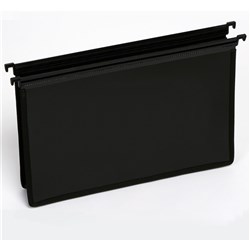  Marbig Suspension Files PP With Linen Expanding Gusset Foolscap Black Pack Of 5 