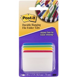 POST-IT 686A-1 DURABLE TABS Angle 50x38 White Red Blue Yellow Green 24 Pack