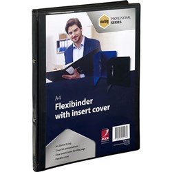  Marbig Professional Series Flexibinder Clear Insert Cover A4 2 Ring 20mm Black 