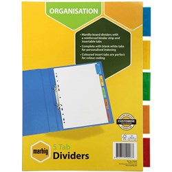  Marbig Manilla Indices & Dividers A4 5 Tab Multi Colour 