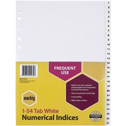  Marbig Plastic Indices & Dividers A4 1-54 White 0 