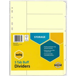 MARBIG MANILLA DIVIDERS A4 5 Tab Buff