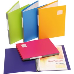 MARBIG REFILLABLE DISPLAY BOOK Pro Series A4, 20Pocket Assorted Colours