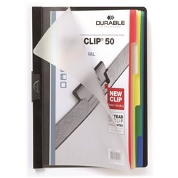  Durable Duraclip Index File A4 50 Sheet Capacity With 5 Colour Tabs Black 