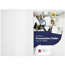 Marbig Professional Series Presentation Folders A4 Matte White Pack Of 20 