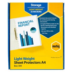  Marbig Sheet Protectors A4 Economy Low Glare Clear Box Of 300 