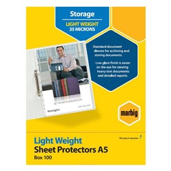  Marbig Sheet Protectors A5 Light Weight Clear Box Of 100 0 