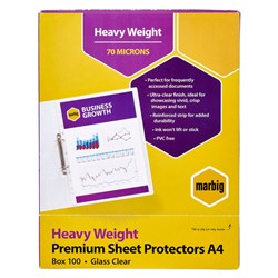  Marbig Sheet Protectors A4 Heavy Duty Ultra Clear Box Of 100 