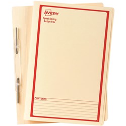  Avery Spiral Action File Foolscap Buff With Red Print 