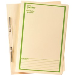  Avery Spiral Action File Foolscap Buff With Green Print 