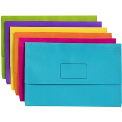  Marbig Slimpick Manilla Document Wallet Foolscap 30mm Gusset Assorted Pack Of 10 