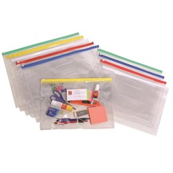  Marbig Clear Case A4 335 x 245mm With Coloured Zip Assorted 