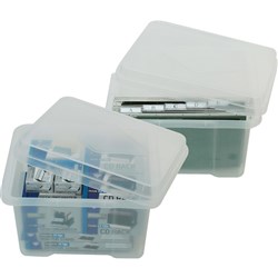  Italplast 32 Litre Plastic Suspension File & Storage Box Clear Base Clear Lid 