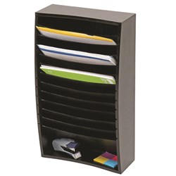  Marbig Desktop Angled Sorter 12 Tier Wooden 370L x 155D x 590mmH Black 