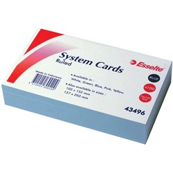  Esselte Ruled System Cards 127 x 76mm Blue Pack Of 100 0 