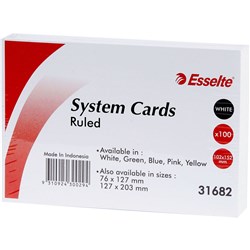  Esselte Ruled System Cards 152 x 102mm White Pack Of 100 0 