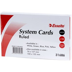  Esselte Ruled System Cards 203 x 127mm White Pack Of 100 0 
