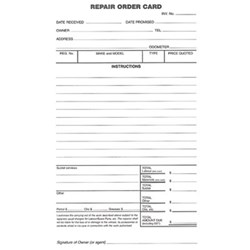  Zions Roc System Card Repair Order 125x205mm Pack of 250 