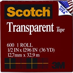 SCOTCH 600 TRANSPARENT TAPE 12mm X 33M