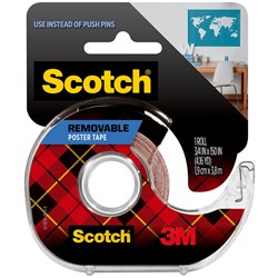  Scotch 109 Mounting Poster Tape 1.9cmx3.8m Indoor Removable With Dispenser 