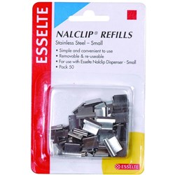  Esselte Nalclip Refills Small Stainless Steel 15 Sheet Capacity Pack Of 50 Silver 