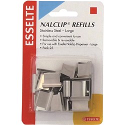  Esselte Nalclip Refills Large Stainless Steel 60 Sheet Capacity Pack Of 25 Silver 