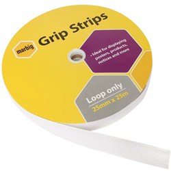 Marbig Grip Strip Fastener Loop Only 25mm x 25m Roll White 