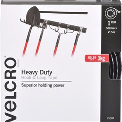  Velcro Brand Heavy Duty Hook & Loop 50mm x 2.5m Tape Black 0 