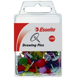  Esselte Drawing Pins Assorted Colours Pack Of 100 0 