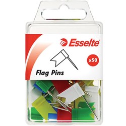  Esselte Flag Pins Assorted Colours Pack Of 50 0 