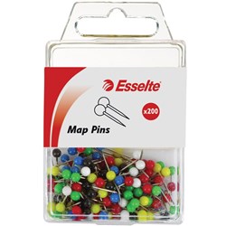  Esselte Map Pins Assorted Colours Pack Of 200 0 
