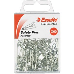  Esselte Safety Pins Assorted Sizes Silver Pack Of 60 0 