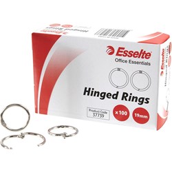  Esselte Hinged Rings No.7 19mm Silver 0 
