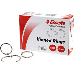  Esselte Hinged Rings No.6 25mm Silver 0 