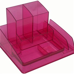 Italplast Desk Organiser Translucent Tinted Pink 