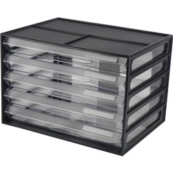  Italplast A4 Document Cabinet 5 Drawer Black & Clear 