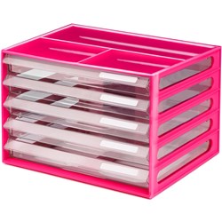  Italplast A4 Document Cabinet 5 Drawer Watermelon Clear 