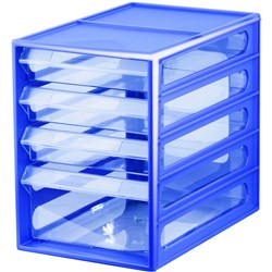 Italplast 4 Drawer Office Organiser Cabinet Blueberry 