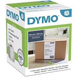  Dymo SD0904980 Labelwriter High Capacity XL Shipping Label 104x159mm Box of 220 