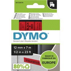  Dymo D1 Label Cassette Tape 12mmx7m Black on Red 