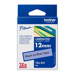 BROTHER TZE531 PTOUCH TAPE 12MMx8M Black on Blue Tape